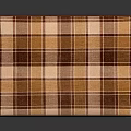 Plaid Pattern Upholstered Sofa Stool With Dark Brown Frame And Stitched Details