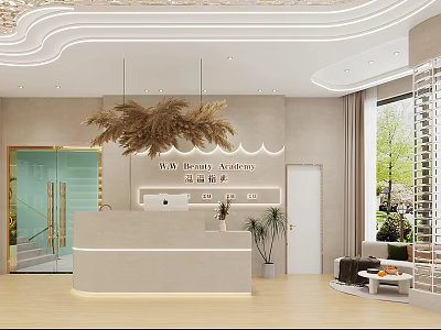 Modern SPA Reception Area With Elegant Decor And Natural Light 3d model
