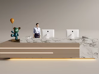 Modern Company Reception Area Bar Reception Desk 3d model