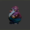 Gnome Decorative Doll With Red Purple Glitter Hat White Beard And Green Clothes