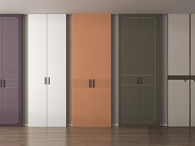 Modern Wardrobe Doors In Various Colors With Textured And Grid Designs 3d model