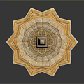 Decorative Household Ornament With Layered Pillar Star Shaped Base Chain Accents And Stone Like Material