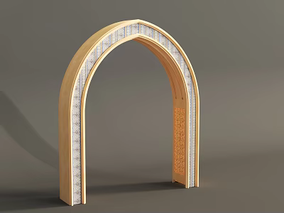 Golden Decorative Archway With Inlaid Ornamental Details For Home Interior Design 3d model