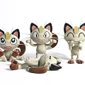 Adorable Cartoon Cat Plush Toys with Big Eyes Gray White Fur Yellow Forehead Various Poses