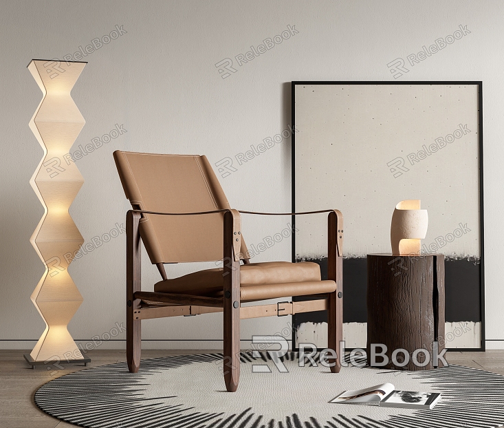 Wind leisure chair floor lamp side a few corners a few hanging pictures model