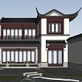 Chinese Style Detached Villa With Courtyard Pond Rockery And Green Plants