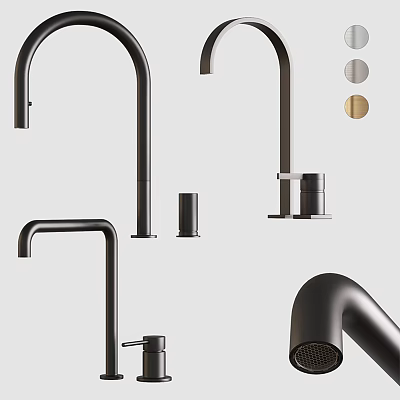 Modern Black Kitchen Faucet Designs With High Arc Spout And Matte Finish 3d model