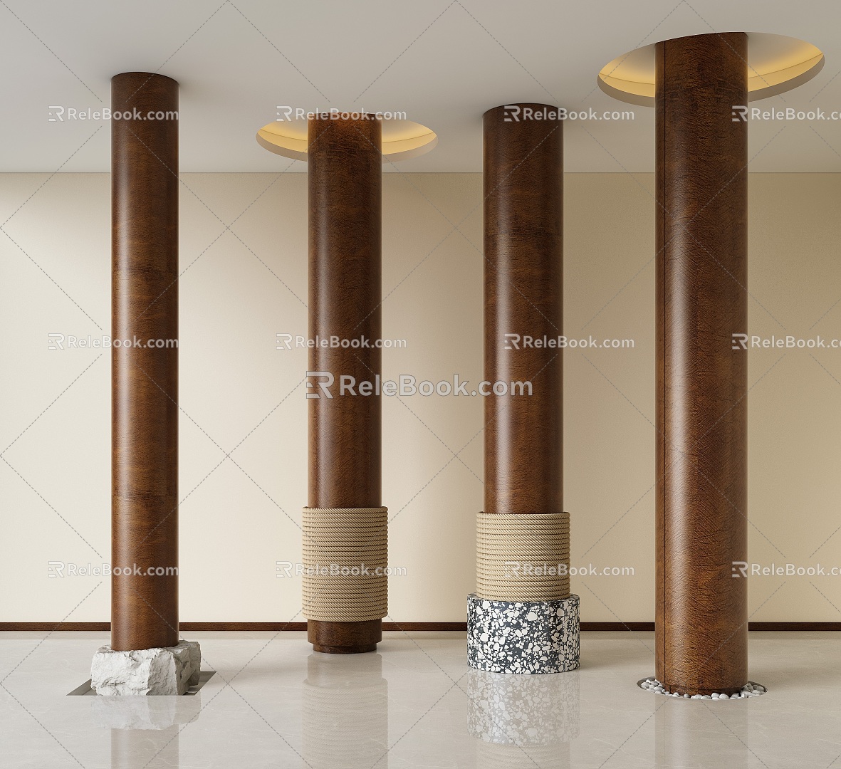 New Chinese style column modeling column 3d model