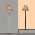Two Elegant Floor Lamps With Pleated And Petal Shaped Shades And Golden Poles