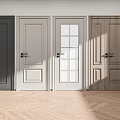 Hinged Doors Featuring Glass Panel And Solid Designs With Wooden Painted Finishes 3d model