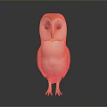 Orange And White Owl Realistic Sculpture With Detailed Features Standing On Grey Background