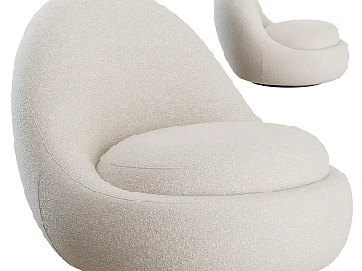 Modern Cream Colored Accent Chair With Curved Design And Soft Plush Fabric 3d model