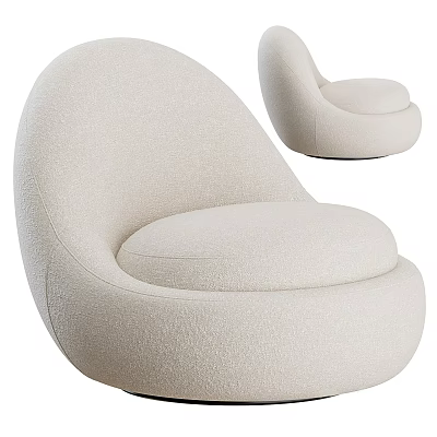 Modern Cream Colored Accent Chair With Curved Design And Soft Plush Fabric 3d model