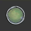 Rustic Stone Basin With Green Water For Home Decor And Daily Use