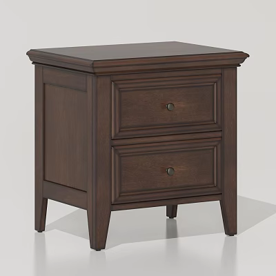 Classic Wooden Nightstand With Two Drawers And Round Handles Design 3d model