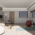 Modern Home Fitness Space With Yoga Mat Exercise Ball And Mirror