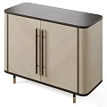 Modern Light Wood Sideboard With Black Metal Handles And Gold Legs Design