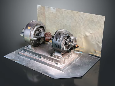 Heavy Duty Industrial Mechanical Equipment With Cylindrical Parts On Metal Platform 3d model