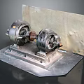 Heavy Duty Industrial Mechanical Equipment With Cylindrical Parts On Metal Platform