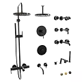 Complete Shower System With Rainfall Head Handheld Sprayer Control Knobs And Mounting Rod 3d model