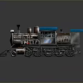 Vintage Steam Train Model with Blue Roof and Metallic Exterior Detailed Classic Locomotive Design