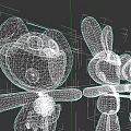 Multiple Mechanical Rabbit Dolls With Colorful Eyes Open Mouths And Metallic Design