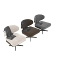 Light Beige Plush Upholstered Office Chair With Polka Dot Scarf And Metal Swivel Base