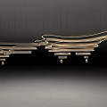 Modern Interior With Abstract Shaped Pendant Light Featuring Curved Layers And Warm Illumination