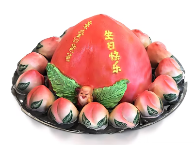 Traditional Chinese Birthday Peach Decoration With Small Peaches And Wishes 3d model Traditional Chinese Birthday Peach Decoration With Small Peaches And Wishes 3d model