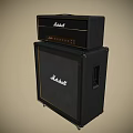 Marshall Black Stacked Amplifier Speaker Cabinet With Control Panel And Vintage Design 3d model