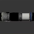 Modern Tactical Weapon With Black Silver Body Blue Accent Ring Metallic Texture And Sleek Structure