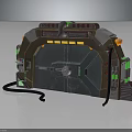 Sci Fi Style Passage Doorway with Metal Frame Control Panels and Indicator Lights 3d model
