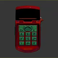 Red Flip Phone With Green Keypad And 100% Battery Indicator Cartoon Icon Screen
