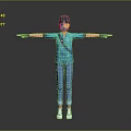 Child in Blue Outfit With Hat Backpack and Arms Outstretched