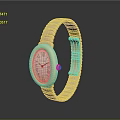 Gold Watch With White Gold Strap White Dial Roman Numerals Blue Hands Dark Background
