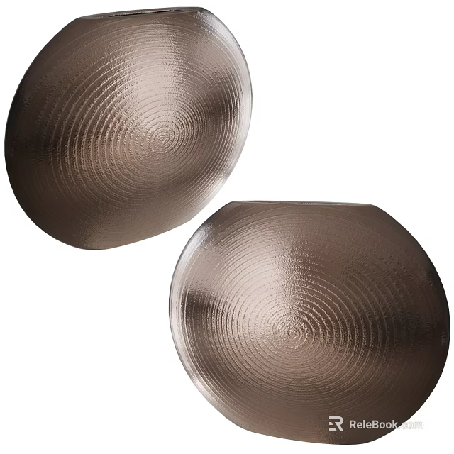 Elegant Round Metal Wall Decor with Concentric Circle Patterns and Brushed Metallic Finish 3d model