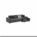 Modern Gray Double Sofa Design With Decorative Pillows And Throw Blanket 3d model