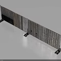 Modern Wooden Slat Partition Screen With Black Metal Base For Home Decor