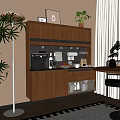 Modern Silent Sideboard Locker Coffee Machine Wine Bottle Wine Glass Ornaments Combination 3d model