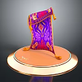 Purple And Pink Decorative Furniture Tapestry With Intricate Patterns And Tassels On Golden Circular Base