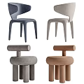 Modern Dining Chairs In Blue Gray Beige Brown With Curved Back And Upholstered Seats