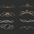 Elegant Ornamental Carvings with Different Curved Patterns and Intricate Designs on Black Background