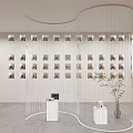 Modern Digital Store Interior With Long Display Tables Digital Products And Curved Shelves