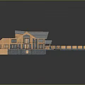 Traditional Wooden Architecture with Multiple Sloped Roofs Courtyard Lawn Pond And Circular Pattern Statue