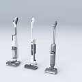 Three Modern Upright Vacuum Cleaners with White and Gray Design for Daily Use Appliances