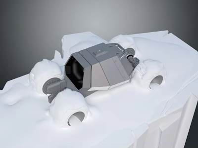 Gray Off Road Vehicle Model With Large Wheels On Snowy Ice Surface 3d model