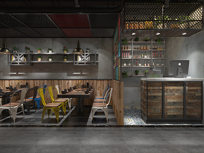 INDUSTRIAL LOFT RESTAURANT 3d model