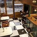 Stylish Bar Interior Design With Wooden Ceiling Pendant Lights Bar Counter And Tables