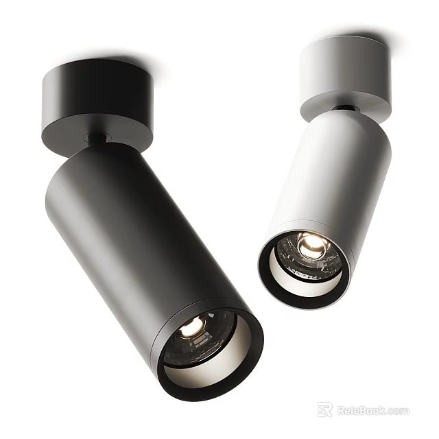 Sleek Modern Black And White Downlights Spotlights With Cylindrical Design For Indoor Lighting 3d model 