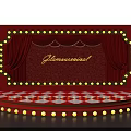 Glamorous Red Stage Design With Red Curtains Checkered Floor And Light Bulbs 3d model